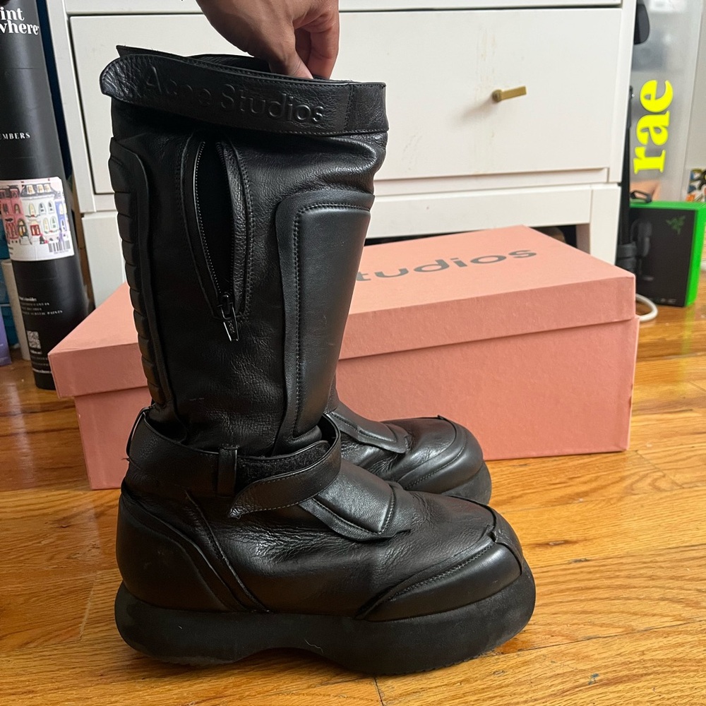 Acne Black Combat & Moto Boots